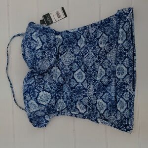 Lauren Ralph Lauren Blue White Twist Aegean‎ Tile Tankini Size 8 Swimsuit Beach